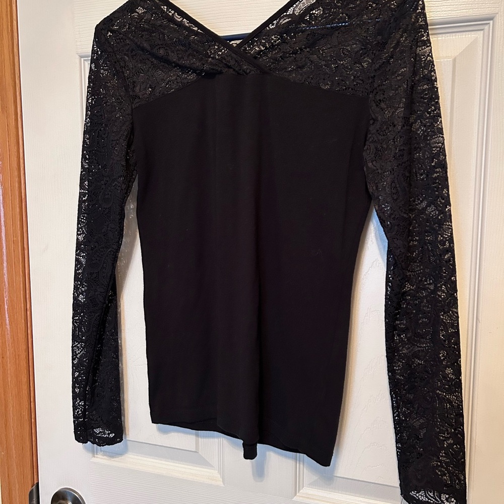 Ambiance Black Lace Long Sleeve Blouse